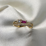 Anillo Doble 2.6gr - T9 Circon Fucsia Oro Amarillo