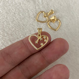 Dije Corazon 1.1gr/1.8cm Estrellas Oro Amarillo Circones Blancos