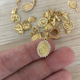 Dije Virgen Milagrosa 1.75gr/2cm Circones Blancos Oro Amarillo*