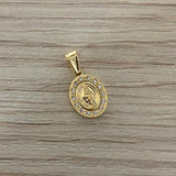 Dije Virgen Milagrosa 0.75gr/1.7cm Circones Blancos Oro Amarillo*