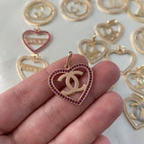 Dije CC 2.3gr/3cm Corazon Circones Fucsia Oro Rosa