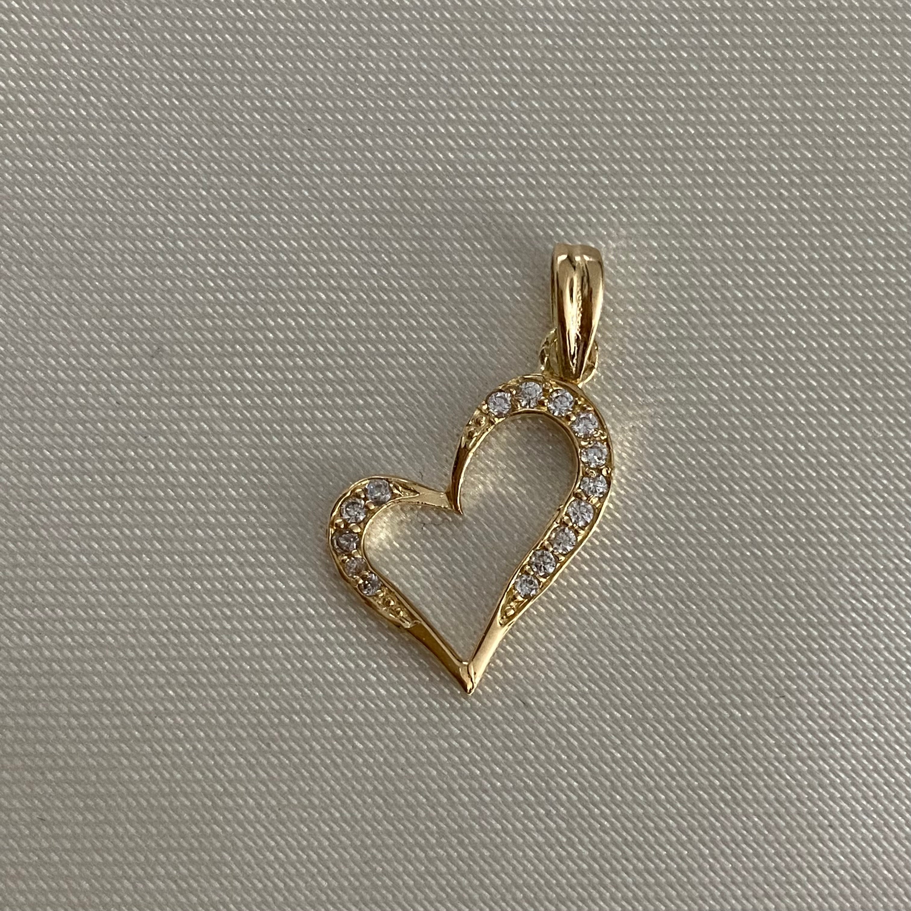 Dije Corazon 0.95gr Circones Blancos Oro Amarillo