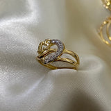 Anillo 15s 2.25gr - T7 Corazon Circones Blancos Oro Amarillo