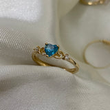 Anillo Corazon 1.8gr - T6 1/2 Circones Azul Blanco Oro Amarillo