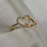 Anillo Corazones 1.3gr - T7 3/4 Circones Blancos Oro Amarillo