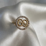 Anillo GC 3.0gr-T7 1/2 Circones Blancos Oro Amarillo