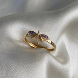 Anillo Mariposa 1.55gr- T8 Libelula Circones Lilas Oro Amarillo