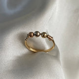 Anillo Bolas 1.3gr- T6 Diamantadas Bola Blanca Lisa Tres Oros