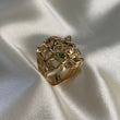 Anillo Pantera 13.45gr - T9 Geometrico Oro Amarillo Circones Verdes