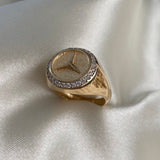 Anillo Mercedes 6.75gr - T9 Oro Amarillo Circones Blancos