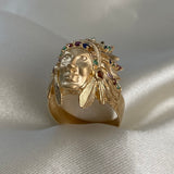 Anillo Indio 11.1gr - T10 1/4 Oro Amarillo Circones Colores