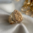 Anillo Virgen Del Carmen 14.3gr- T8 1/4 Circones Blancos Oro Amarillo*