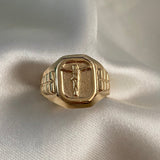 Anillo Cristo 3.6gr-T7 1/2 Mate Arenado Oro Amarillo