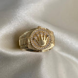 Anillo Corona RX 7.0gr-T7 3/4 Circones Blancos Oro Amarillo