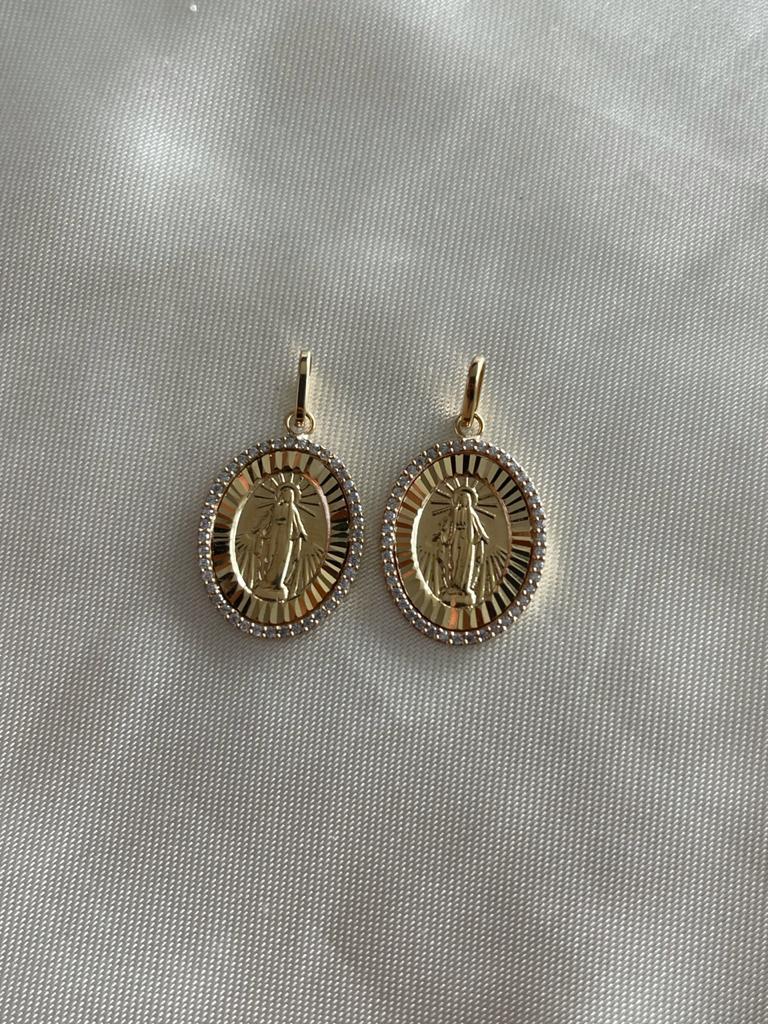 Dije Virgen Milagrosa 3,1gr Diamantado Oro Amarillo