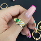 Anillo 4.7gr-T10 Circones Verde Oro Amarillo