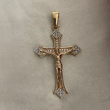 Dije Cristo Cruz Copta L750 Dos Oros Diamantado