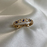 Anillo Cubano 2.0gr-T7 1/4 Circon Azul Oro Amarillo