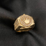 Anillo Corona RX 6.3gr - T6 3/4 Circones Blancos Oro Amarillo*