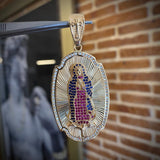 Dije Virgen Guadalupe 18.55gr/6.7cm Circon Azul Oro Amarillo