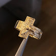 Anillo Cristo Cruz 5.8gr T8 3/4 Texturizado Oro Amarillo