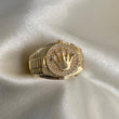 Anillo Corona Rx 7.1gr-T9 Circones Blancos Oro Amarillo