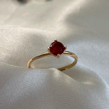 Anillo Solitario 1.55gr-T6 1/2 Circon Rojo Oro Amarillo