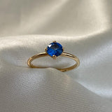 Anillo Solitario 1.5gr-T6 1/4 Circon Azul Oro Amarillo