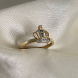 Anillo Corona 15's 2.5gr-T7 3/4 Circones Azules Blancos Oro Amarillo*