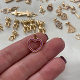 Dije Corazon Silueta 1.15gr/1.7cm Circones Fucsia Oro Amarillo