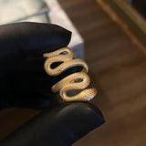 Anillo Serpiente 5.35gr T7 1/4 Relieve Circones Blancos Oro Amarillo Nac.Esp.*