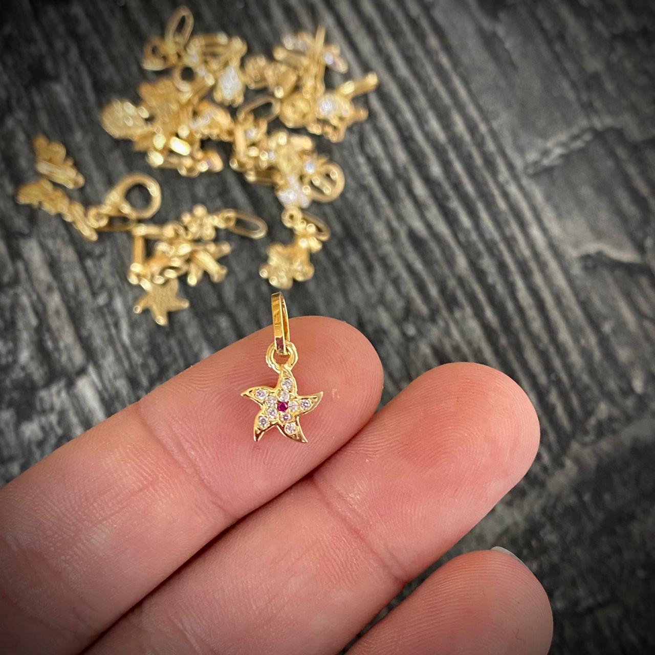 Dije Estrella de Mar 0.45gr/1.5cm Tiny Circones Blancos Rojo Oro Amarillo*