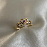 Anillo Corona 1.7gr-T6 Circon Fucsia Oro Amarillo