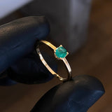 Solitario Riel 1.7gr-T8 1/4 Anillo Esmeraldas 28pts Oro Amarillo (Joya)*