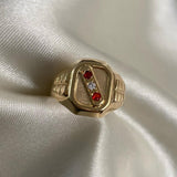 Anillo Trinity 4.2gr-T10 1/2 Circones Rojos Blanco Oro Amarillo