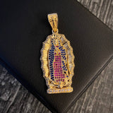 Dije Virgen de Guadalupe 9.7gr/4.8cm Circones Blancos Azules Fucsias Oro Amarillo