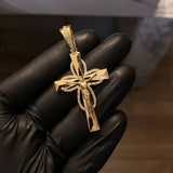 Dije Cruz Cristo 8.45gr/5.5cm Oro Amarillo Circones Blancos