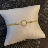 Pulsera Circulo/Bolas Diamantadas Oro Amarillo 3mm/Beige*