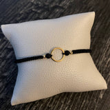 Pulsera Circulo/Bolas Diamantadas Oro Amarillo 3mm/Negro*