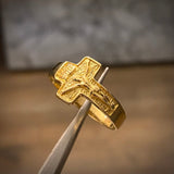 Anillo Cristo Cruz 3.9gr T10 3/4 Texturizado Oro Amarillo