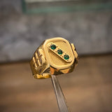 Anillo Trinity 4gr - T7 3/4 Circones Verdes Oro Amarillo