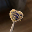 Anillo Corazon 7.15gr- T6 3/4 Circones Azules Blancos Oro Amarillo*