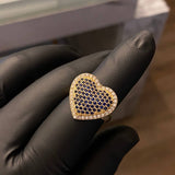 Anillo Corazon 7.15gr- T6 3/4 Circones Azules Blancos Oro Amarillo*