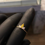 Anillo Flor Frangipani 1.05gr-T6 3/4 Circones Blancos Ambar Oro Amarillo