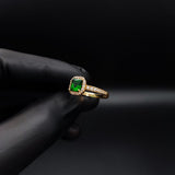 Anillo Solitario Halo 3.25gr T8-1/2 Circones Verde Blancos Oro Amarillo#