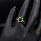 Anillo Solitario Halo 3.25gr T8-1/2 Circones Verde Blancos Oro Amarillo#