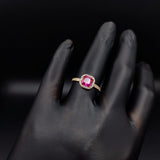 Anillo Solitario Halo 2.65gr T5 Circones Rojos Blancos Oro Amarillo#