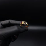 Anillo Solitario Lineas 1.7gr T8-1/2  Circon Rojo Oro Amarillo#