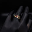 Anillo Solitario Lineas 1.7gr T8-1/2  Circon Rojo Oro Amarillo#