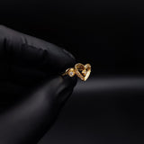 Anillo Corazon Hondulado  2.6gr T7-1/4 Circones Blancos Oro Amarillo#